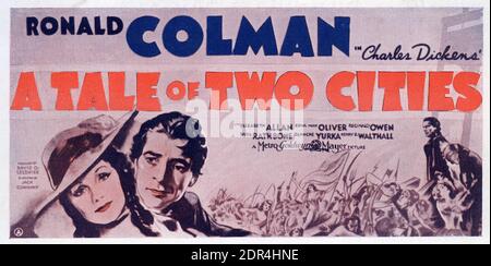 RONALD COLMAN come cartone di Sydney e ELIZABETH ALLAN come Lucie manette in un racconto di due città 1935 regista JACK CONWAY romanzo di Charles Dickens produttore David O. SELZNICK Metro Goldwyn Mayer Foto Stock