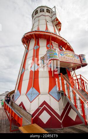 CLACTON, ESSEX, REGNO UNITO, 17 LUGLIO 2020. Helter Skelter sul molo di Clacton, inaugurato il 27 luglio 1871. Clacton, Essex, Regno Unito, 17 luglio 2 Foto Stock