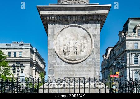 La colonna di Nelson (dettaglio) dedicata all'ammiraglio Horatio Nelson, Montreal, Canada Foto Stock