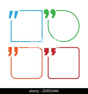 Pacchetto di semplici cornici di testo multicolore. Bordo per le virgolette cornice di set di illustrazioni vettoriali a forma di messaggio Illustrazione Vettoriale