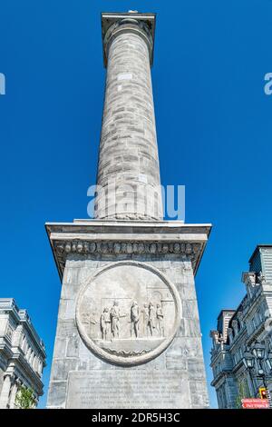 La colonna di Nelson (dettaglio) dedicata all'ammiraglio Horatio Nelson, Montreal, Canada Foto Stock