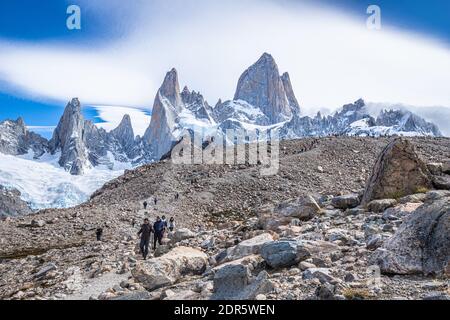 Laguna de los tres sentiero in El Chalten Argentina Foto Stock