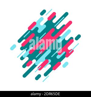 Sfondo geometrico astratto con varie strisce lineari arrotondate. Moderna composizione dinamica a ritmo diagonale. Illustrazione vettoriale EPS 10 Illustrazione Vettoriale