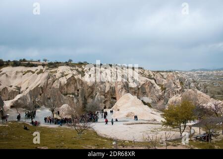 Cappadocia Turchia. Camini di fata della Cappadocia in Turchia. Nevsehir Cappadocia. Rocce a forma di fungo. Rocce vulcaniche in Turchia Foto Stock