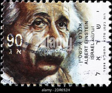 Albert Einstein sul francobollo israeliano Foto Stock