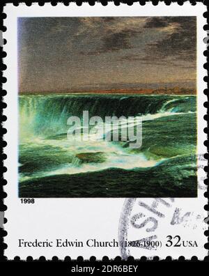 Niagara di Frederic Edwin Church sul francobollo americano Foto Stock