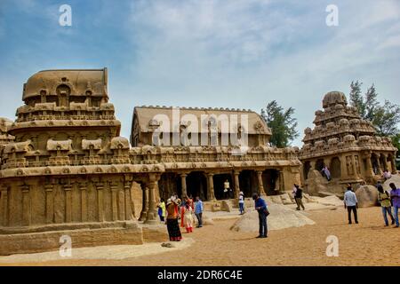 Chennai, India del sud - 28 ottobre 2018: All'interno di Mamallapuram o Mahabalipuram si trova fra la baia del Bengala & il lago di sale grande, nell'indiano del sud Foto Stock