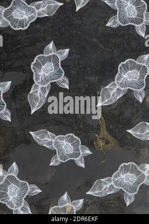 Texture astratta dipinta a mano con elementi floreali. Sfondo creativo per album, cartoleria, web, packaging cartaceo, poster o striscioni. Foto Stock