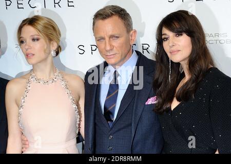 Lea Seydoux, Daniel Craig e Monica Bellucci partecipano al 007 Spectre french Premiere (film di James Bond) al cinema Grand Rex di Parigi, Francia, il 29 ottobre 2015. Foto di Aurore Marechal/ABACAPRESS.COM Foto Stock