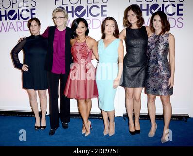 Marcia Gay Harden, Jane Lynch, Christina Milian, Ming-Na Wen, Betsy Brandt e Abigail Spencer partecipano al People's Choice Awards 2016 - Nominations Press Conference al Paley Center for Media il 3 novembre 2015 a Beverly Hills, Los Angeles, CA, USA. Foto di Lionel Hahn/ABACAPRESS.COM Foto Stock