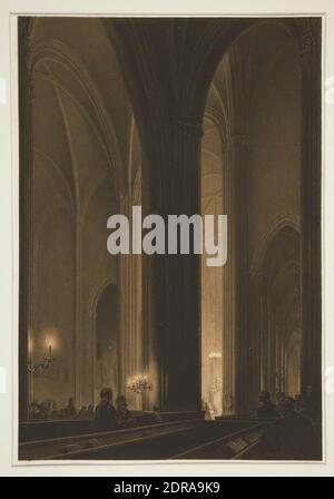 Artista: Carl Johan Billmark, Svedese, 1804–1870, stampante: Rose-Joseph Lemercier, Francese, 1803–1887, transetto della cattedrale di Upsala, XIX secolo, litografia a colori, immagine: 37.1 × 25.5 cm (14 5/8 × 10 1/16 in.), Made in Sweden, Swedish, XIX secolo, opere su carta - stampe Foto Stock