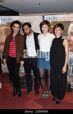 Juliette Binoche, Piero Messina e Lou de Laage frequentano l'attente prima al Cine Cite les Halles di UGC a Parigi, Francia, il 07 dicembre 2015. Foto di Audrey Poree/ ABACAPRESS.COM Foto Stock