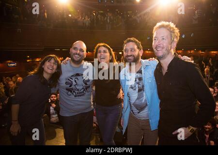 EXCLUSIF - ESTELLE DENIS, JEROME COMMANDEUR, VALERIE BENAIM, JEAN LUC LEMOINE - EMISSION SPECIALE : LA 500EME DES PIEDS DANS LE PLAT EN PUBLIC AU THEATRE COMEDIA - UTILIZATION ET DIFFUSION INTERDITE A (CLOSER, VOICI, PUBLIC, ICI PARIS, FRANCE DMANCHANCH) - PHOTO BY NASSER BERZANE/ABACAPRESS.COM Foto Stock