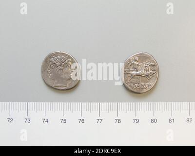 Menta: Roma, Didrachm (Quadrigatus) da Roma, 225–212 a.C., Argento, 6.42 g, 6:00, 23 mm, Made in Rome, Italy, Roman, III secolo a.C., Numismatica Foto Stock