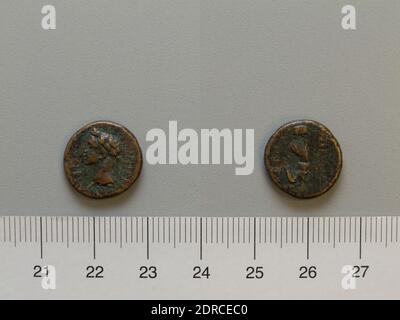 Sovrano: Nerone, Imperatore di Roma, Romano, 37–68 d.C., governato 54–68 d.C., Zecca: Abdera, moneta di Nerone, Imperatore di Roma da Abdera, 54–68, rame, 2.78 g, 6:00, 15.5 mm, fatto in Abdera, Greco, i secolo, Numismatica Foto Stock
