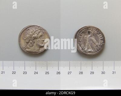 Re: Tolomeo VIII, re d'Egitto, 182–116 a.C.: Alessandria, Tetradrachm di Tolomeo VIII, re d'Egitto di Alessandria, 170–116 a.C., Argento, 14.15 g, 11:00, 28 mm, fatto ad Alessandria, Egitto, Greco, II secolo a.C., Numismatica, Numismatica Foto Stock