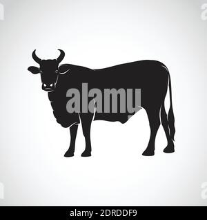 Vettore di una mucca su sfondo bianco. Illustrazione vettoriale a livelli facilmente modificabile. Animale da fattoria. Illustrazione Vettoriale