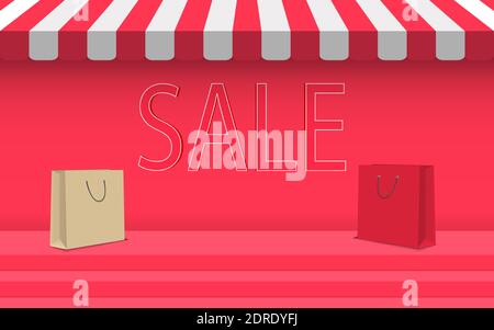 podio rosso con sfondo rosso su sfondo rosso Illustrazione Vettoriale