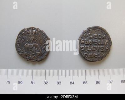 Sovrano: Leone VI, imperatore di Bisanzio 886-912, Zecca: Costantinopoli, Follis (40 Nummi) di Leone VI, imperatore di Bisanzio 886 912 da Costantinopoli, 886–912 d.C., rame, 9.03 g, 7:00, 27 mm, fabbricato a Costantinopoli, bizantino, IX-X secolo d.C., Numismatica Foto Stock