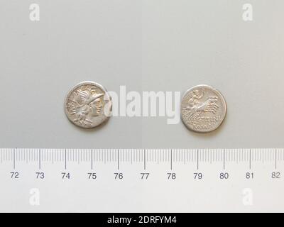 Menta: Roma, Magistrato: C. TITINI, Denario di Roma, 141 a.C., Argento, 3.79 g, 9:00, 18 mm, Made in Rome, Italy, Roman, II secolo a.C., Numismatica Foto Stock