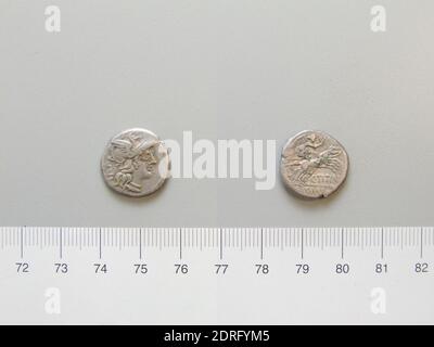 Menta: Roma, Magistrato: C. TITINI, Denario di Roma, 141 a.C., Argento, 3.89 g, 6:00, 18 mm, Made in Rome, Italy, Roman, II secolo a.C., Numismatica Foto Stock