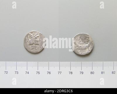 Mint: Roma, Magistrato: C. FONT, Denario di Roma, 114–113 a.C., Argento, 3.86 g, 11:00, 21 mm, Made in Rome, Italy, Roman, II secolo a.C., Numismatica Foto Stock