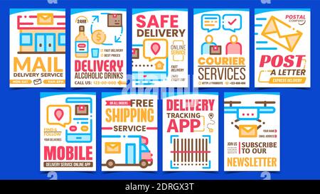 Posters promozionali aziendali postali Imposta vettore Illustrazione Vettoriale