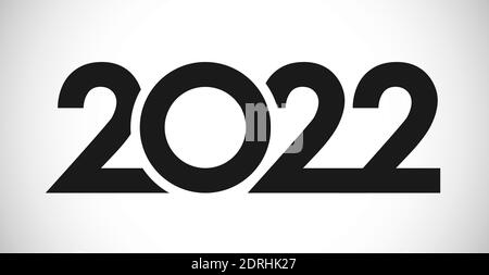 2022 UN felice anno nuovo congrats concetto. Logotipo classico. Modello grafico isolato astratto. Cifre in stile monocromatico. Maschera vettoriale idea con Illustrazione Vettoriale