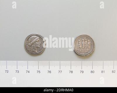 Menta: Roma, Magistrato: M. Iunio Bruto, Denario di Roma, 54 a.C., Argento, 3.79 g, 6:00, 20 mm, Made in Rome, Roman, i secolo a.C., Numismatica Foto Stock