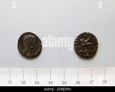 Governatore: Gallieno, imperatore di Roma, ca. 218–268, governato 253–68, Antoniniano di Gallieno, Imperatore di Roma, 253–68, Argento, 2.43 g, 4:00, 19.1 mm, ILE2013.17.433 , realizzato in Impero Romano, Romano, III secolo, Numismatica Foto Stock