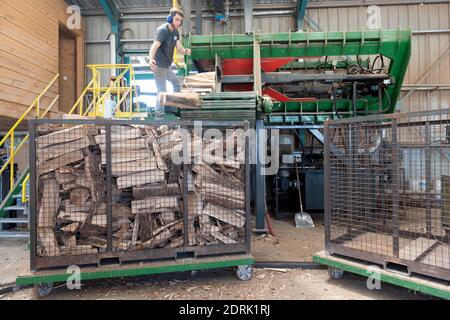 Azienda Barraquand a Saint-Jean-en-Royans, specializzata in tronchi, commercio di tutti i tipi di legno e legna da ardere. Taglio del legno Foto Stock