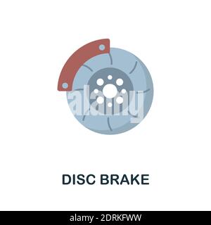 Icona freno a disco piatto. Colore elemento semplice da collezione di servizi auto. Icona Creative Disc Brake per web design, modelli, infografiche e altro ancora Illustrazione Vettoriale