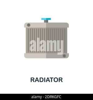 Icona radiatore piatto. Colore elemento semplice da collezione di servizi auto. Icona Creative Radiator per web design, modelli, infografiche e altro ancora Illustrazione Vettoriale