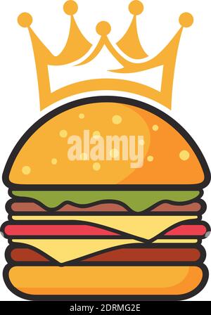 burger king icona vettore concetto di design Illustrazione Vettoriale