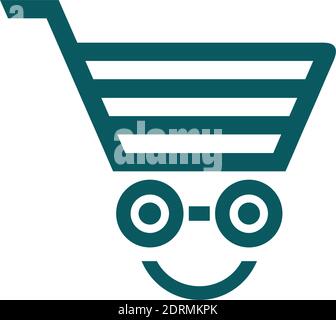 smile cart happy shopping logo icona vettoriale concept design grafico Illustrazione Vettoriale