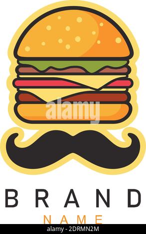 baffi burger logo icona vettore grafico concept design Illustrazione Vettoriale