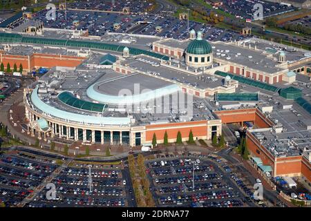 Vista aerea Trafford Centre, Manchester, Inghilterra Foto Stock