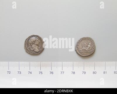 Sovrano: Traiano, Imperatore di Roma, 53–117 d.C., governato 98–117, Zecca: Roma, Denario di Traiano, Imperatore di Roma, 112–17, Argento, 3.09 g, 7:00, 19 mm, fatto a Roma, Romano, II secolo, Numismatica Foto Stock