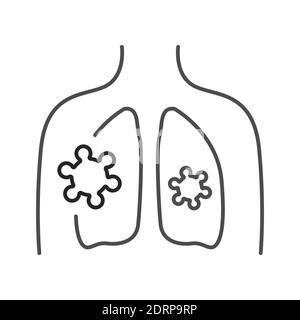 Icona del colore della linea dell'asma. Malattie infettive, raffreddori, influenza. Illustrazione Vettoriale