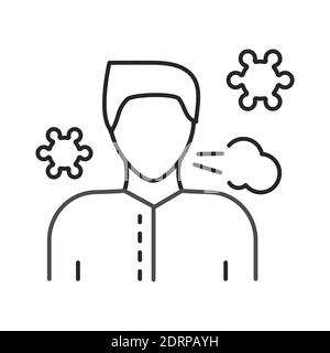 Icona del colore della linea tossina. Malattie infettive, raffreddori, influenza. Illustrazione Vettoriale