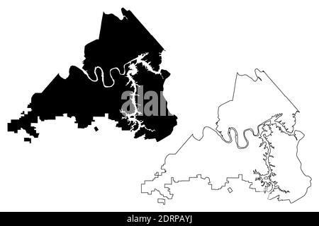 Loudon County, stato del Tennessee (Stati Uniti, Stati Uniti d'America, Stati Uniti, Stati Uniti, Stati Uniti) mappa vettoriale, schizzo scrimolo mappa Loudon Illustrazione Vettoriale
