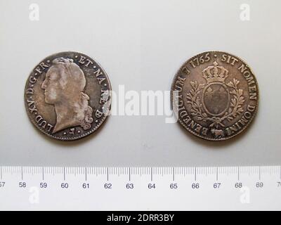 Re: Luigi XV, re di Francia, francese, 1710–1774, governato 1715–74, Zecca: Pau, 1 Écu di Luigi XV, re di Francia da Pau, Argento, 28.62 g, 5:00, 40.9 mm, fatto a Pau, Béarn, Pirenei, Francia, francese, 18 ° secolo, Numismatica Foto Stock