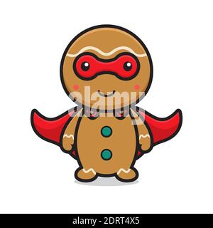 carino supereroe gingerbread cartoon personaggio indossare maschera Foto Stock