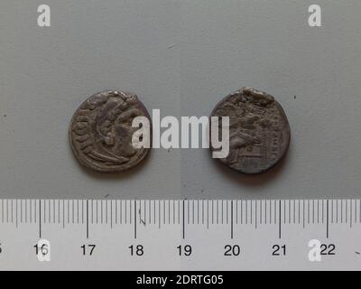 Re: Filippo III, re di Macedonia, ca. 359–317 a.C., governato 323–317 a.C.: Colofone, 1 dracmo di Filippo III, re di Macedonia di Colofone, 323–319 a.C., Argento, 4.29 g, 12:00, 17 mm, fabbricato in Colofone, Ionia, Greco, IV secolo a.C., Numismatica Foto Stock
