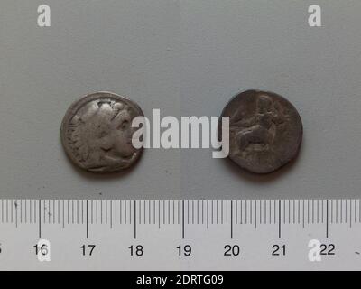 Re: Filippo III, re di Macedonia, ca. 359–317 a.C., governato 323–317 a.C.: Colofone, 1 dracmo di Filippo III, re di Macedonia di Colofone, 323–319 a.C., Argento, 4.07 g, 11:00, 17.8 mm, fabbricato in Colofone, Ionia, Greco, IV secolo a.C., Numismatica Foto Stock
