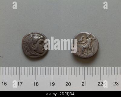 Re: Filippo III, re di Macedonia, ca. 359–317 a.C., governato 323–317 a.C.: Lato, 1 dracmo di Filippo III, re di Macedonia da lato, 323–317 a.C., Argento, 4.00 g, 6:00, 16.2 mm, fatto a lato, Pampilia, Greco, IV secolo a.C., Numismatica Foto Stock
