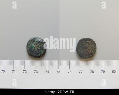 Re: Antioco VIII (Grypus), re dell'Impero Seleucide, governò il 125–96 a.C. Coin di Antiochus VIII (Grypus), re del regno Seleucide da Ignoto, 121–96 a.C., rame, 5.78 g, 12:00, 18.4 mm, fabbricato in Grecia, Greco, II-i secolo a.C., Numismatica Foto Stock