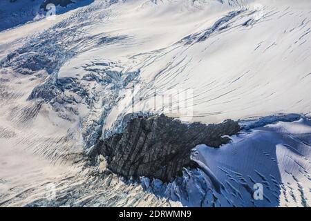 Vista aerea della catena dei Mout Cook a South Island, Nuova Zelanda. Aka le Alpi meridionali. Foto Stock