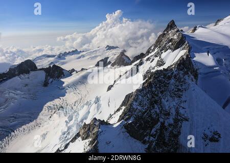 Vista aerea della catena dei Mout Cook a South Island, Nuova Zelanda. Aka le Alpi meridionali. Foto Stock