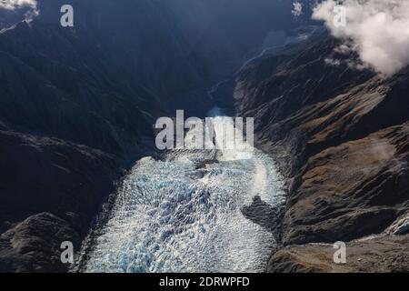 Vista aerea della catena dei Mout Cook a South Island, Nuova Zelanda. Aka le Alpi meridionali. Foto Stock